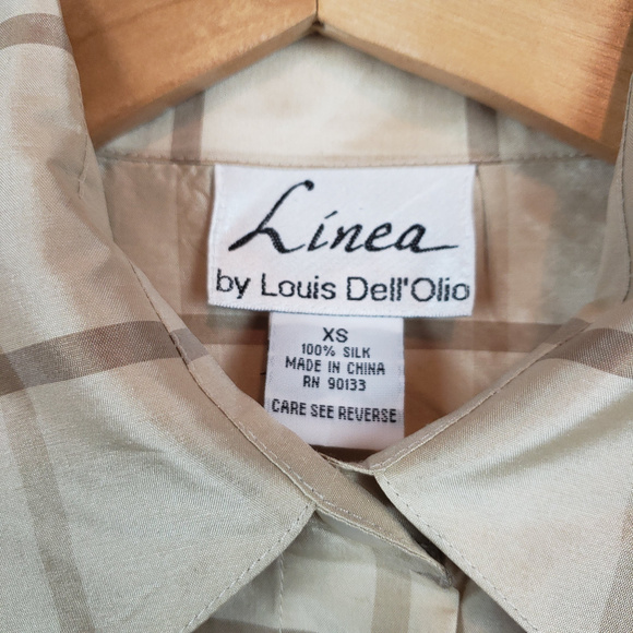 Linea Womens 3/4 Sleeve Button Front Silk Blouse - Picture 6 of 6